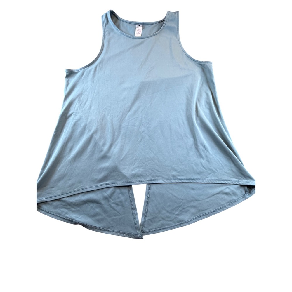 Yogalicious Womens Medium Sage Green Open Tulip Back Activewear Tank Top